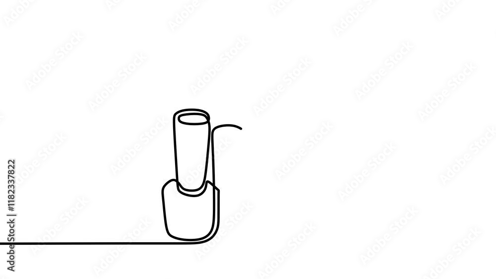 Aufkleber continuous drawing line art of make up with black line and white background. one line animation