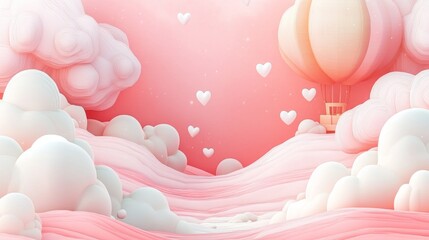 Valentine's day paper cut card featuring glittering hearts and clouds, includes area for your message