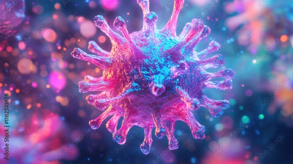 Poster microscopic view of a virus particle a stunning visualization of viral structure and infection