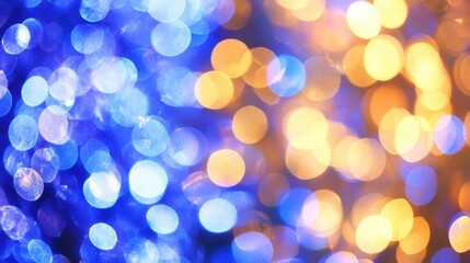 Fototapeta premium Festive glittering bokeh effects magical atmosphere high detail blue and gold colors captivating viewpoint
