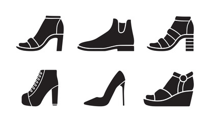 Stylish Women's Footwear Icons Set