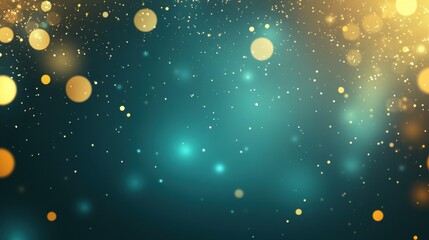 Obraz premium Dynamic golden and teal particles luxurious abstract background high detail vibrant bokeh effects