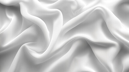 Obraz premium Flowing fabric waves, abstract sound visualization, white background banner copy space