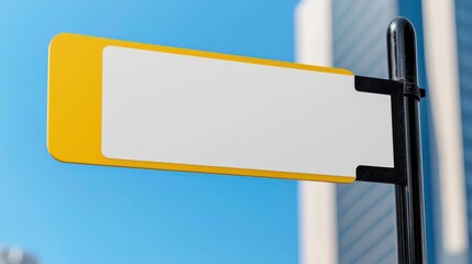 Obraz premium Blank Signboard on a City Street Against Blue Sky