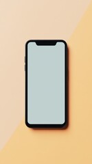 Modern smartphone placed on a soft yellow and beige background highlighting its sleek design and minimalist aesthetic