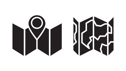 Two Vector Map Icons with Location Markers