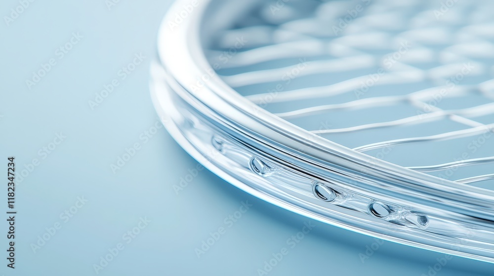 Aufkleber close-up of a sleek metallic ring with a translucent inner layer featuring small bubbles. ideal for 