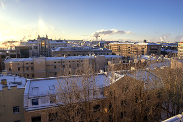 Fototapeta premium View from the roof on old storied buildings of Saint-Petersburg, Russia