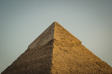 Cairo, Giza, Egypt. View of Great Giza Pyramids in the desert Sahara 
