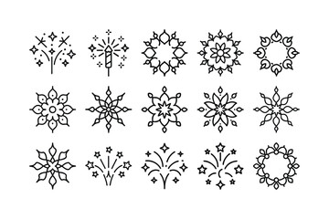 WebBlack Silhouette Mandala Icon Set Vector Illustration