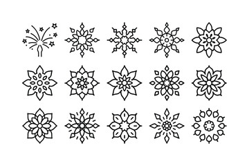 WebBlack Silhouette Mandala Icon Set Vector Illustration