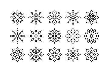 WebBlack Silhouette Mandala Icon Set Vector Illustration