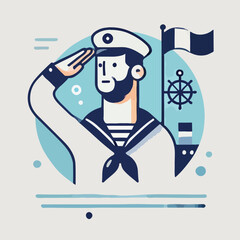cool minimalist sailor character vector
