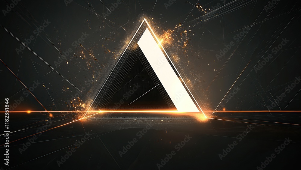Poster a dark background with glowing lines and an abstract triangle in the center