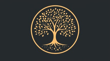 Stylized tree emblem with leaves in a circular design.