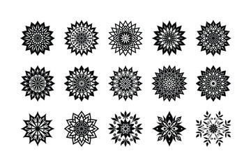 Obraz premium WebBlack Silhouette Mandala Icon Set Vector Illustration