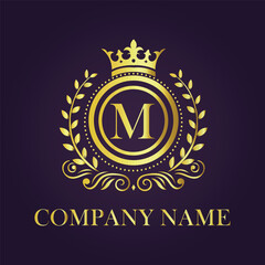 Letter M luxury gold logo concept