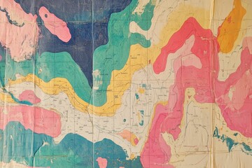 Aged, colored geological survey map.