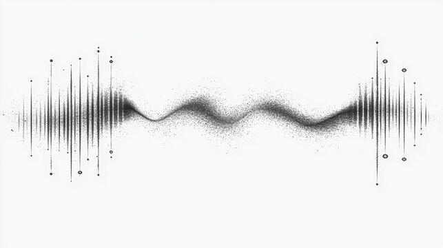 Abstract sound wave visualization with particles. Ideal for music apps, podcast covers, or website banners related to audio and sound design.