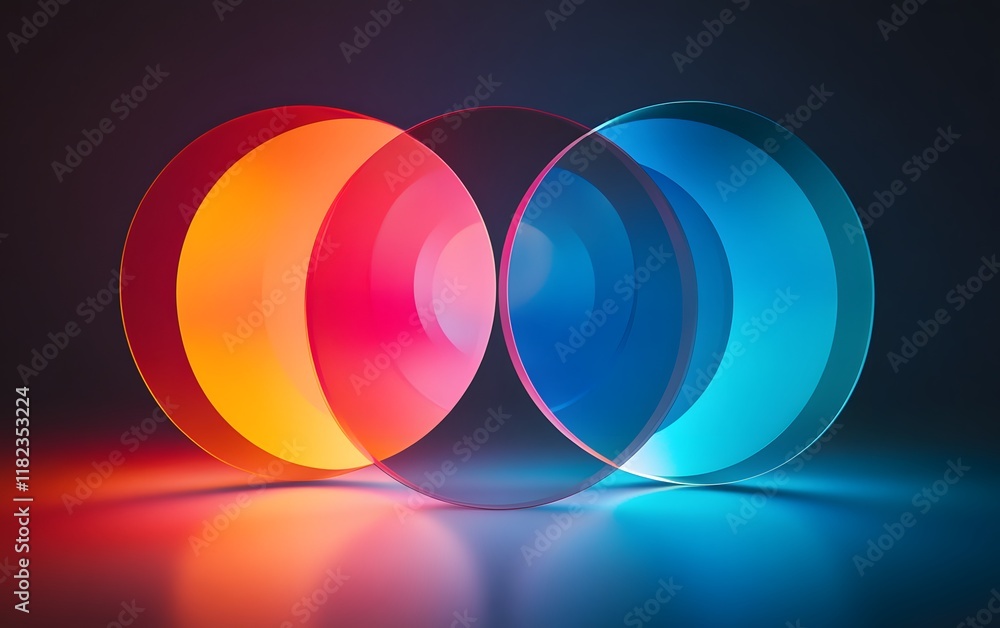 Aufkleber a captivating composition of overlapping lenses in vibrant colors, creating a stunning visual effect