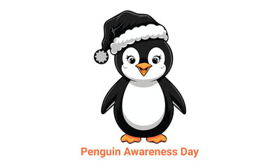 Illustration Vector Graphic Cartoon of a Mini Penguin Taking a Stroll, Featuring Intricate Details on Its Smooth Feathers, Tiny Flippers, and Cheerful Expression.