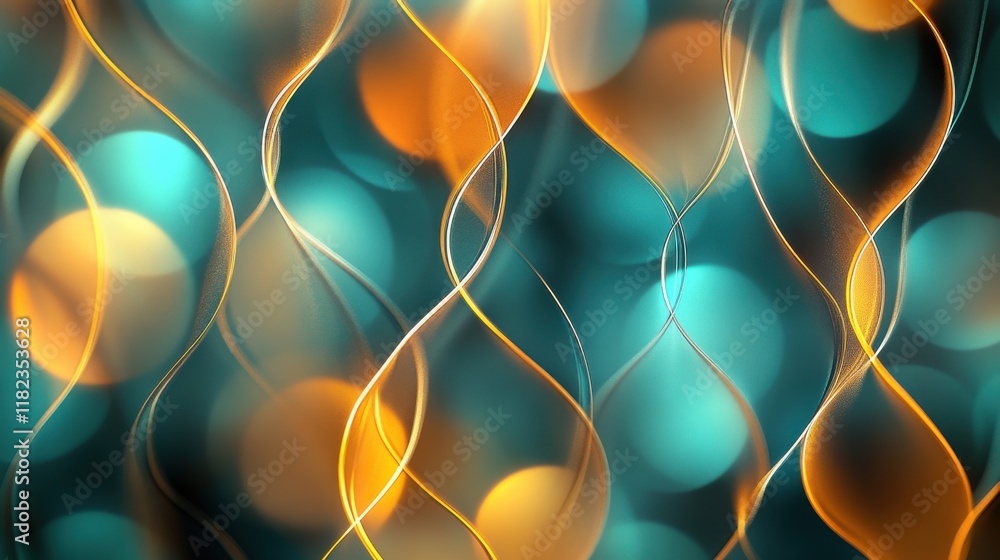 Poster dynamic bokeh effects with glittering patterns luxurious teal and gold hues abstract visuals high de
