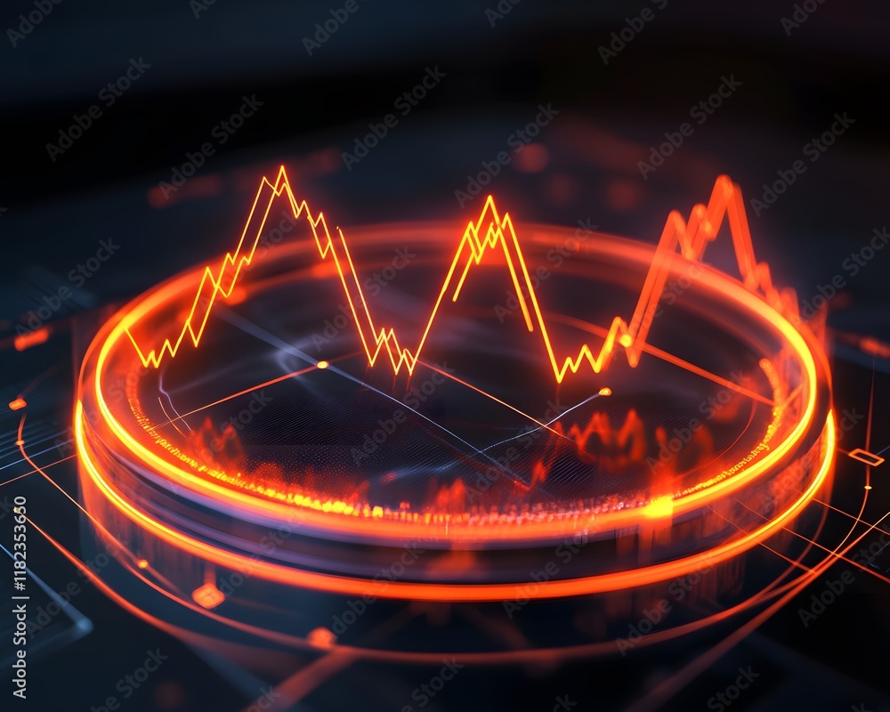Poster a dynamic and modern digital interface displaying a glowing orange graph