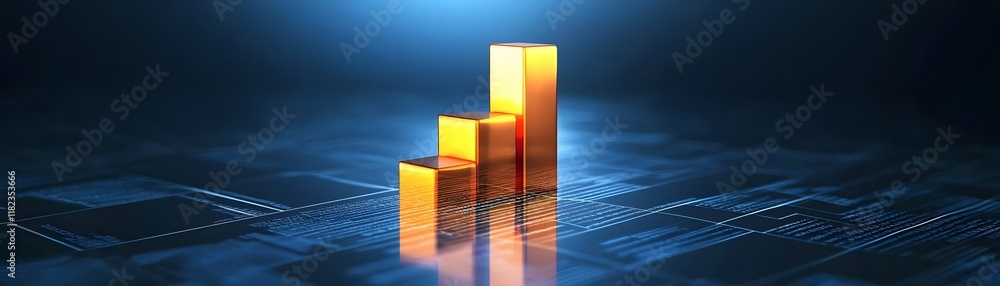 Aufkleber a dynamic visualization of growth represented by golden bars increasing in height. this image captur