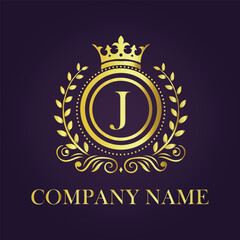 Letter J luxury gold logo concept