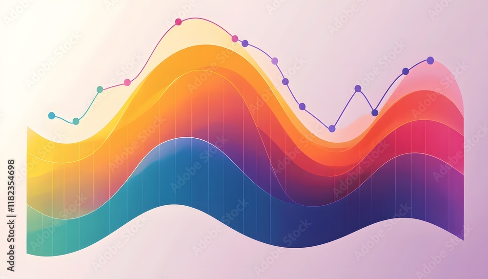 Poster a vibrant and colorful abstract graph displaying dynamic data trends, showcasing modern data visuali
