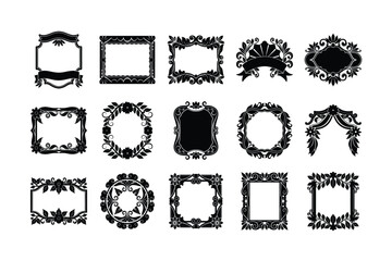 Black Silhouette Frame Icon Set Vector Illustration for Design