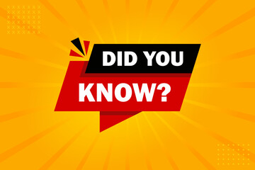 Speech Bubble With Text did you now. Did you now banner template promotion design for business. Vector illustration