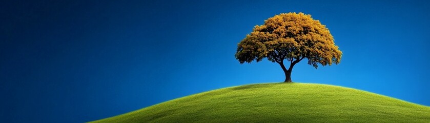 Fototapeta premium Solitary Tree on a Green Hill