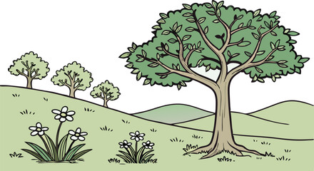 Fototapeta premium illustration of a tree with roots