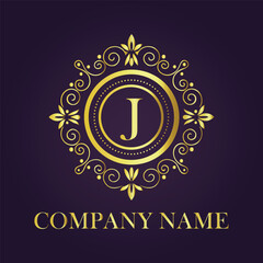Letter J luxury gold logo concept