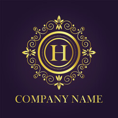 Letter H luxury gold logo concept