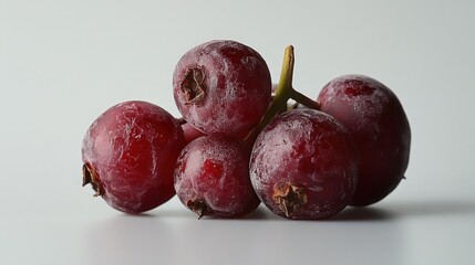 Obraz premium Close-up of frosted lingonberries. Ideal for food blogs, recipes, or health and wellness websites promoting the benefits of these tart berries.