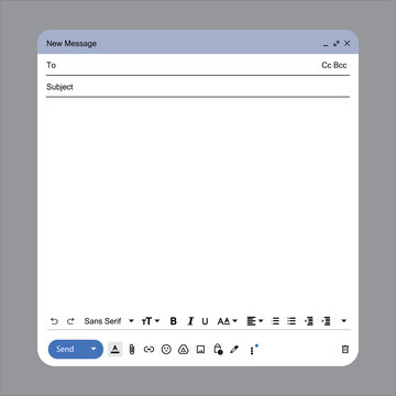Email window template blank email mockup screen vector