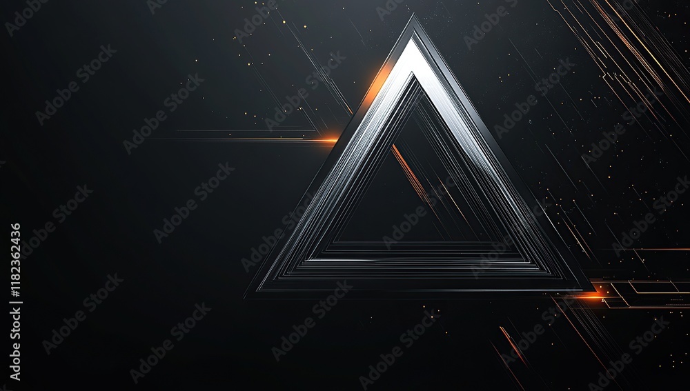 Poster a dark background with glowing lines and an abstract triangle in the center