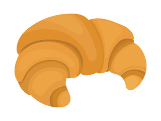 French croissant illustration, fresh baked goods in cartoon on white background