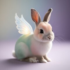 Obraz premium Fantasy baby rabbit with fairy wings. Easter or Valentine's day concept