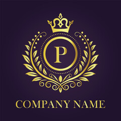 Letter P luxury gold logo concept
