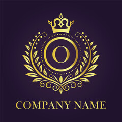 Letter O luxury gold logo concept