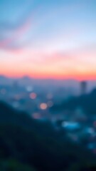 Fototapeta premium Dreamy Blurred City Sunset with Pink and Blue Sky