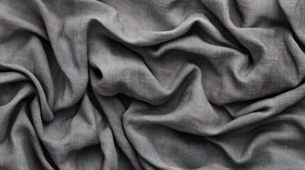 Draped Gray Fabric Texture Background, Soft Wrinkled Cloth Surface, Elegant Textile Design
