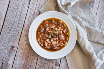 homemade legume casserole recipe, fabada.