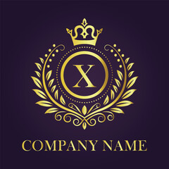 Letter X luxury gold logo concept