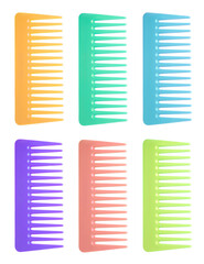 Combs of different colors isolated on white