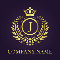 Letter J luxury gold logo concept