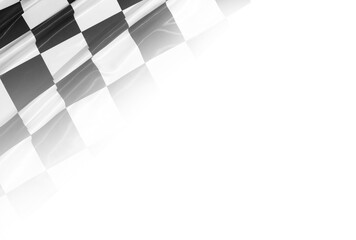 Racing flag with black and white checkers on white background